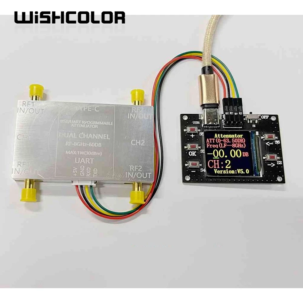 

Wishcolor RF-8GHz-60DB Dual Channel Programmable Attenuator RF Attenuator (Main Unit + Type-C Cable) for PC