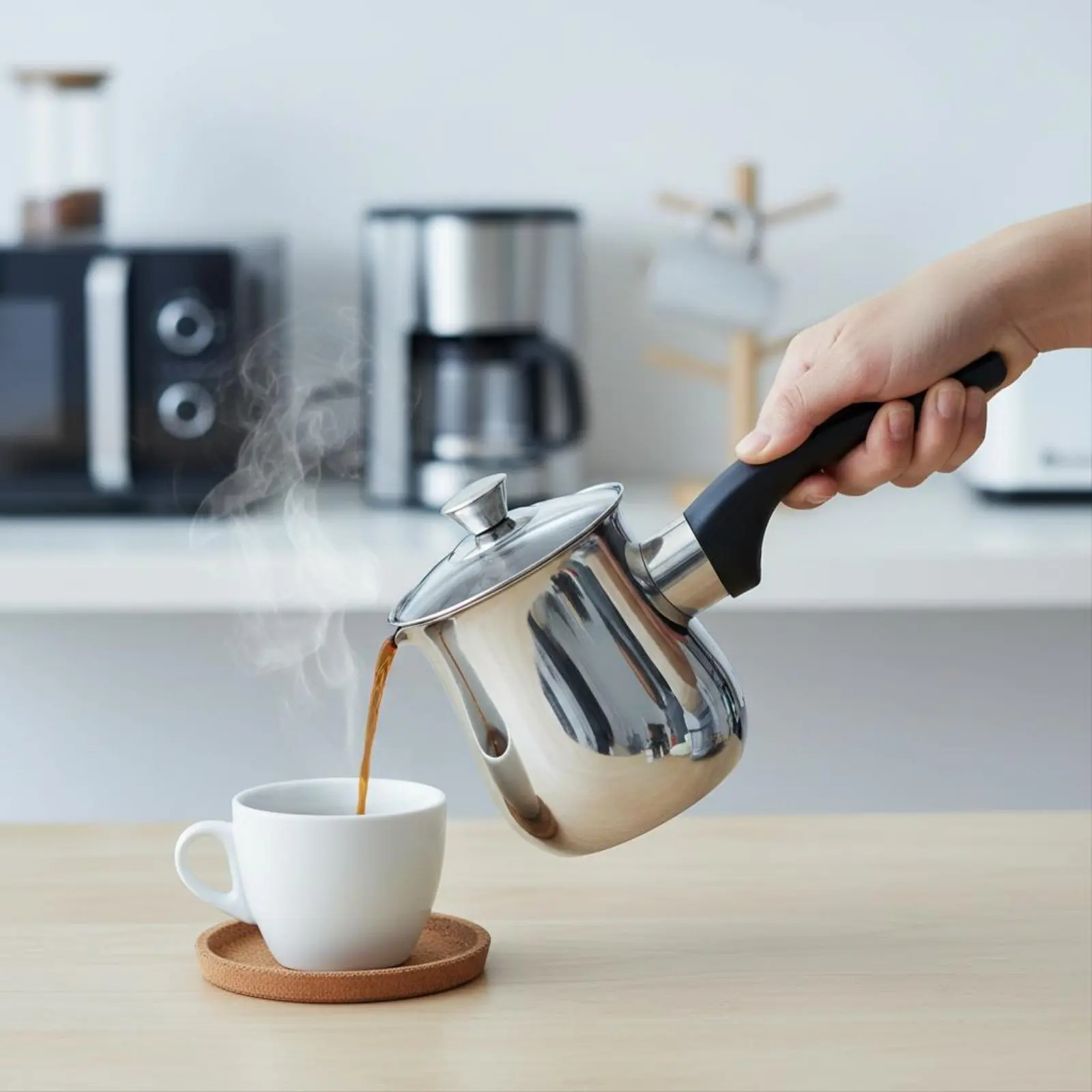 Cafetera Turca de Material Engrosado, Cezve Ibrik, Resistente a Altas Temperaturas, Calentador de Leche para Estufa, para Restaurante