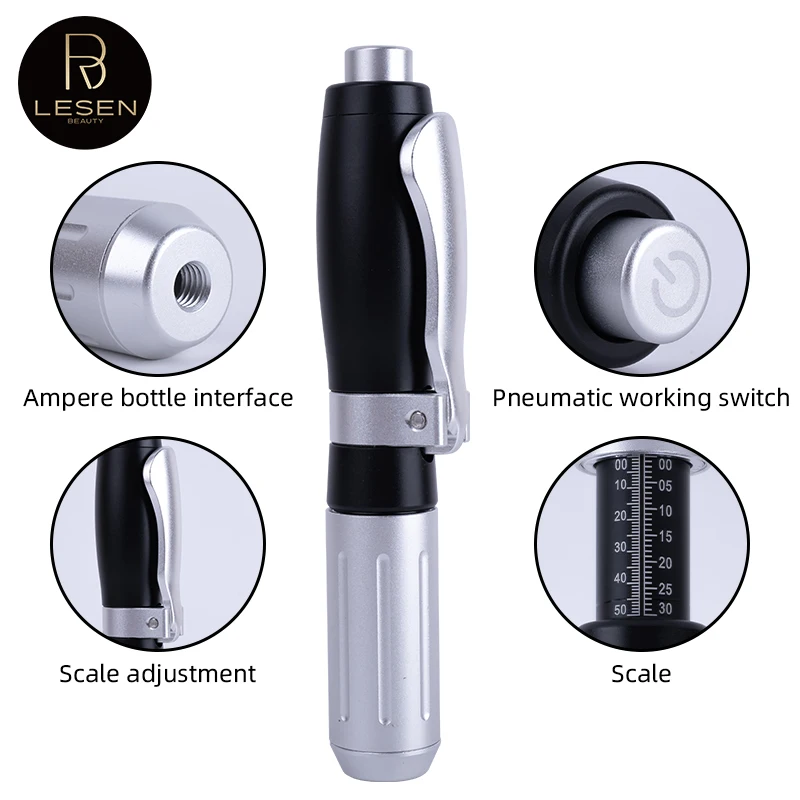 Black Silver 0.3 ML Pressurized Pen High Pressure Hyaluronic Acid Pen Filler Atomizer Anti-Aging Lips Facial Hyaluronic Acid Gun