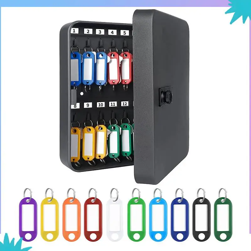 ABZW Szafka na 28 kluczy z organizerem na klucze Kock do montażu na ścianie z 40 identyfikatorami etykiet na klucze