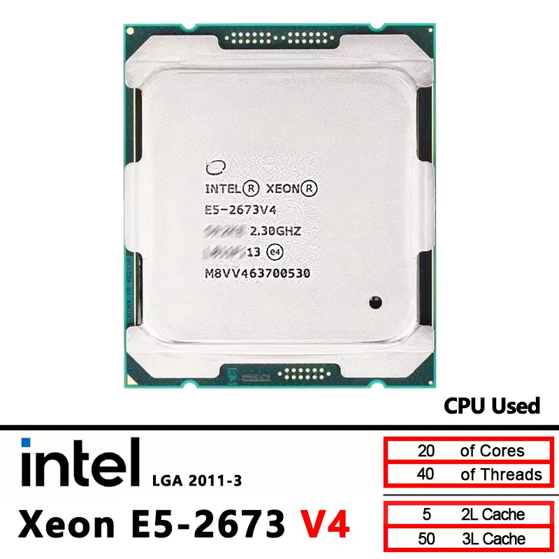 

Intel Xeon E5 2673 V4 Б/у процессор 2673V4, 2,3 ГГц, 20 ядер, 135 Вт, LGA 2011-3