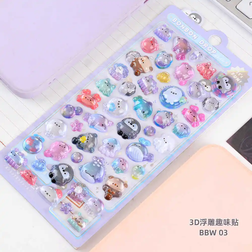 ملصقات كريستال ثلاثية الأبعاد بتصميم حيوان الدب الرائع للأطفال حرفة تزيين للفتيات الصغيرات فن ختم ثلاثي الأبعاد