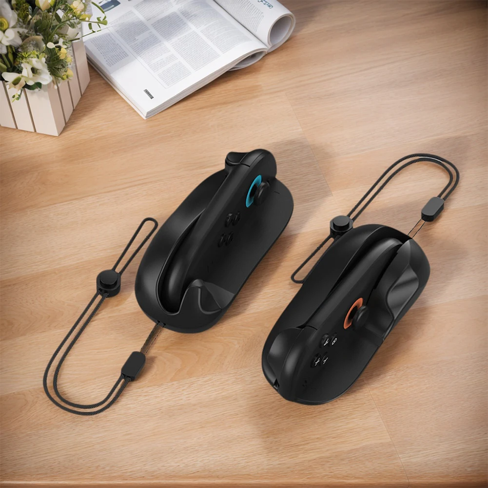 2Pcs Game Controller Mouse Base with Lanyard Mini Portable Mice Ergonomic Left+Right Controller Bracket Stand Holder for NS2