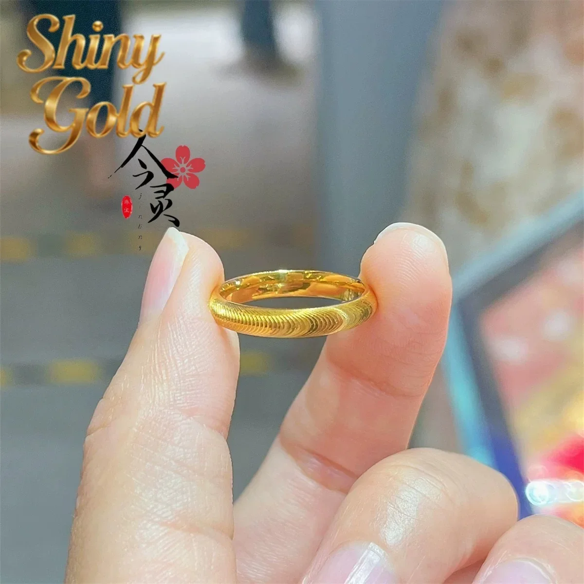 

Кольцо из чистого золота 9999 пробы (24K) ShinyGold9999, простое кольцо Seiko с эффектом кошачьего глаза, модное простое парное кольцо, первое ювелирное украшение