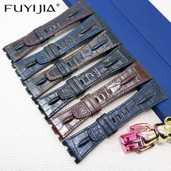 FUYIJIA Luxury Custom A-udemarsP-iguet Watch Band 28MM Calibrator Alligator Strap Genuine Leather Belt Crocodile Skin Watchbands