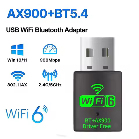 AX900 Wifi 6 Mini USB 2.0 Dongle Network Card BT 5.4 2in1 Transmitter Receiver Dongle For Win 10/11 PC Dual Band 2.4G/5Ghz