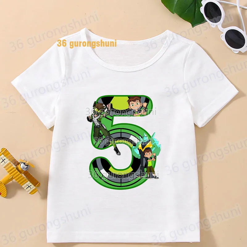 Cartoon t Shirt For Girls Tshirt children ben Girl t-shirts 10 birthday Short Sleeve Kids Clothes Boys clothing Graphic t Shirts