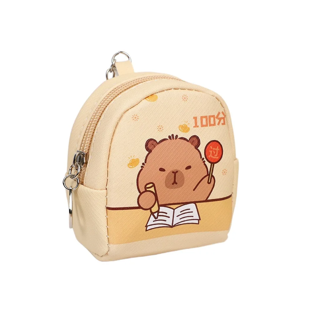 

Lovely Small Capybara Coin Purse Pu Zipper Cartoon Leather Wallet Waterproof Japanese Earphone Storage Bag Student
