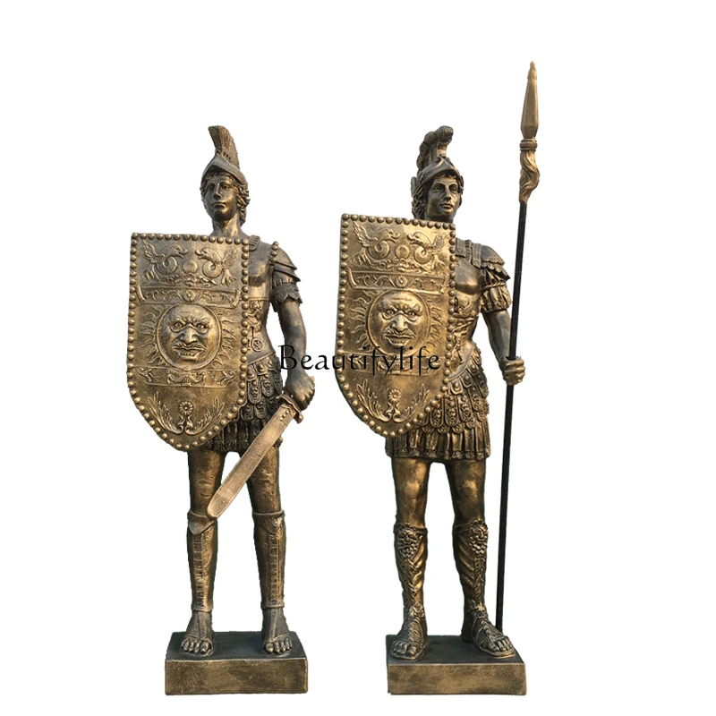 

Large European-Style Welcome Roman Samurai Figure Sculpture Hotel Outdoor Villa Club Decoration Ornaments