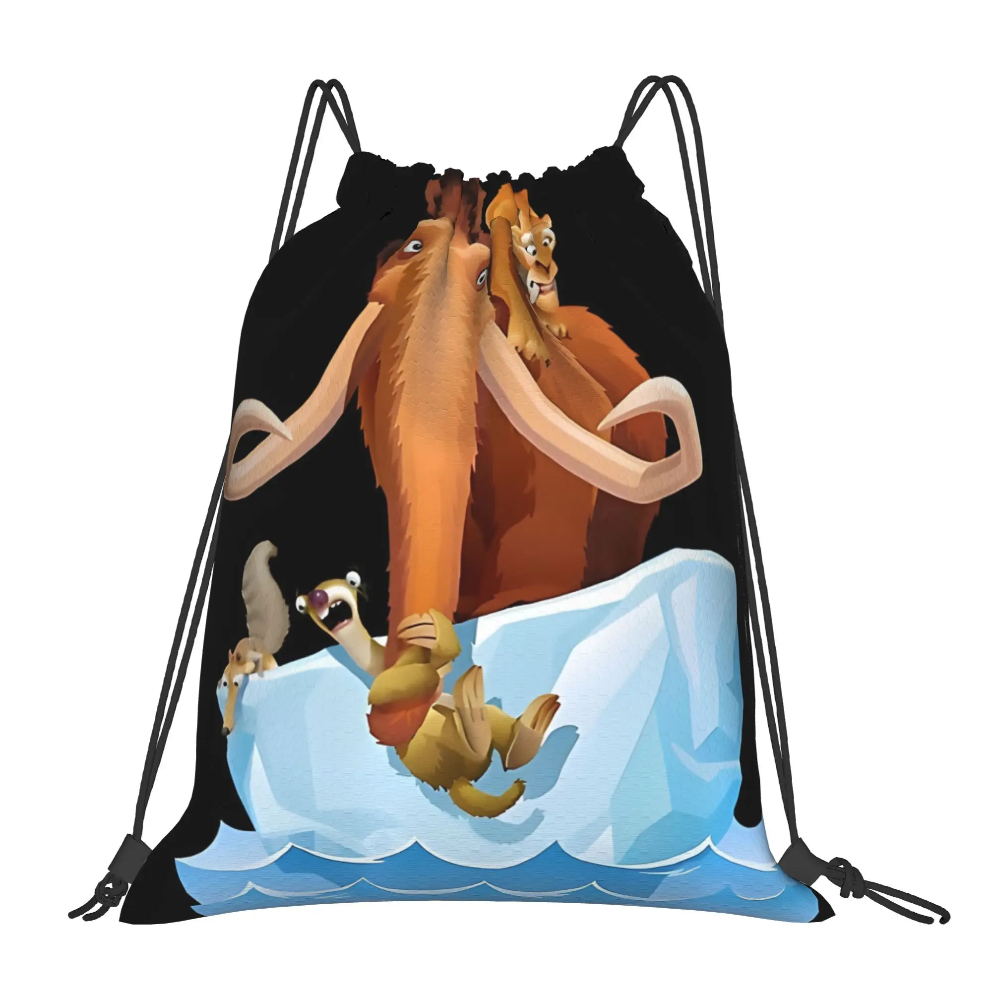 

1 шт. Портативная сумка-мешок на шнурке для покупок и хранения вещей в спортзале с персонажами из мультфильма «Ледяная эпоха»: Мэнни, Сид, Диего, Элли, Скрэт, Краш и Эдди.