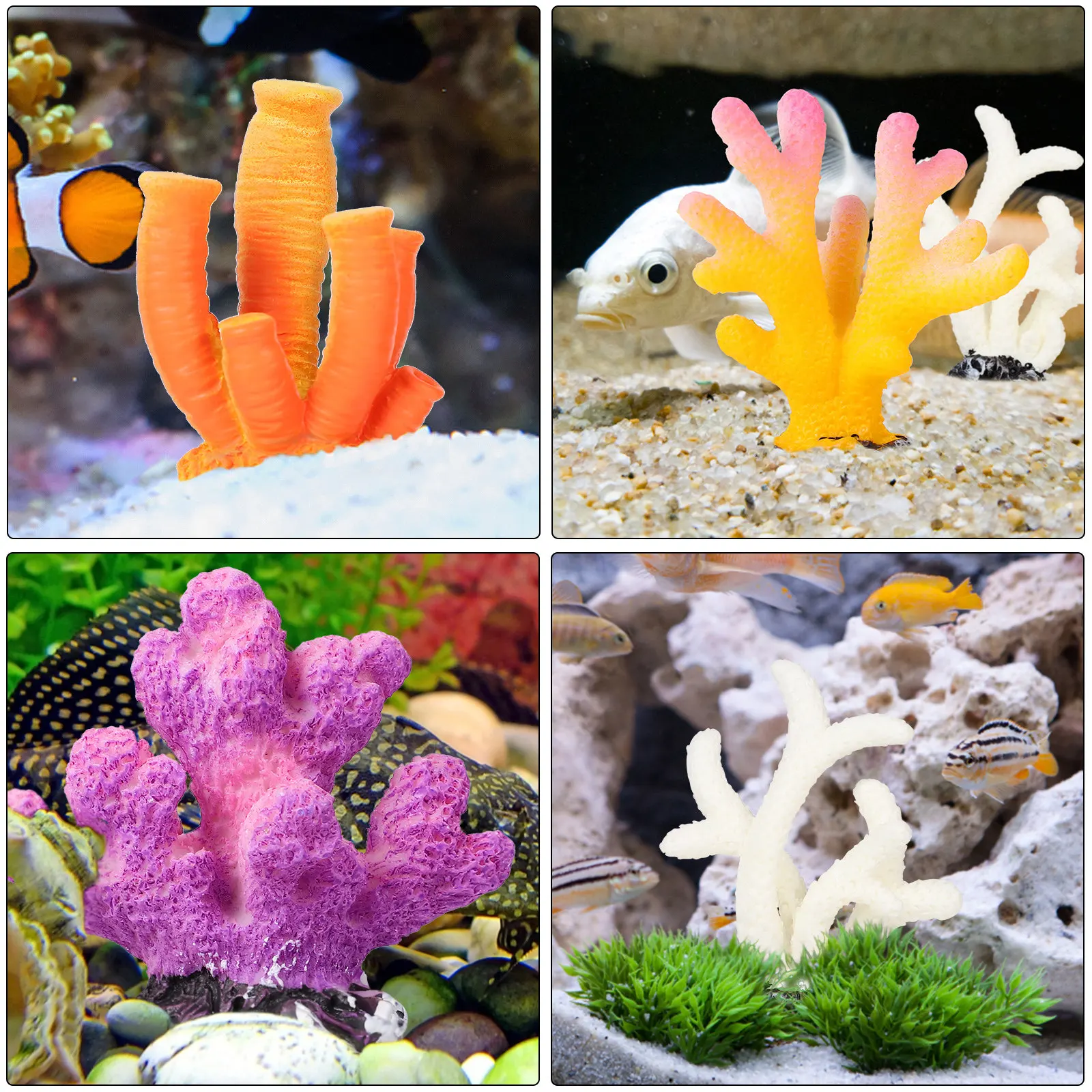 6個入り水槽用サンゴ装飾、人工水槽植物、安全無毒、魚に優しい - Non Planted Aquarium Fish のレビューと価格