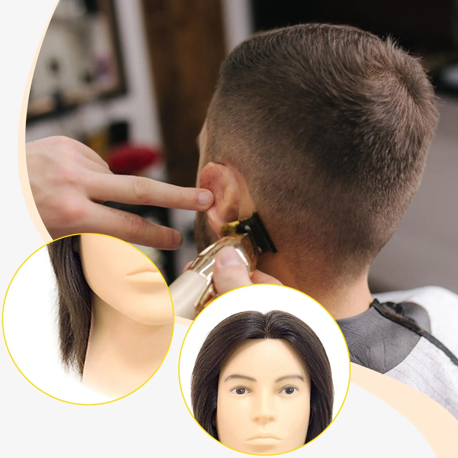 Cabeza de maniquí para entrenamiento de peluquero, altura multifuncional 28cm, realista