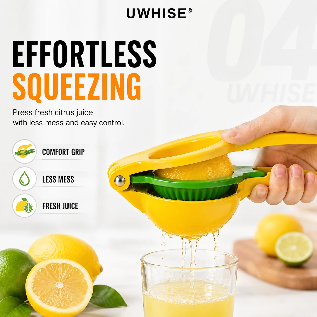 Uwhise 2 In 1 Lemon Squeezer Citrus Juicer Manual Fruit Press Aluminum Alloy Hand Juicer Tool For Limes Oranges Kitchen Tools