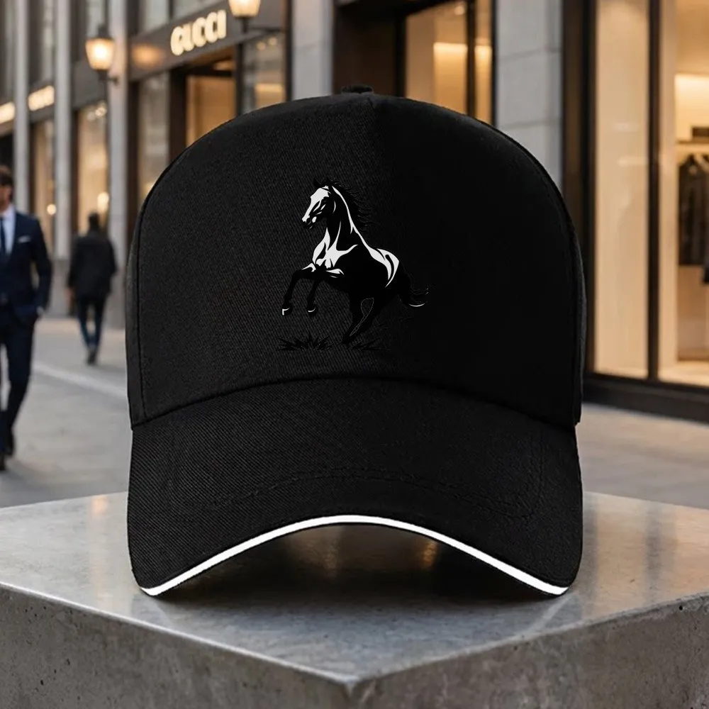Rearing Horse Graphic Baseball Cap Polyester Adjustable Unisex Hat for Outdoor Casual Equestrian Events