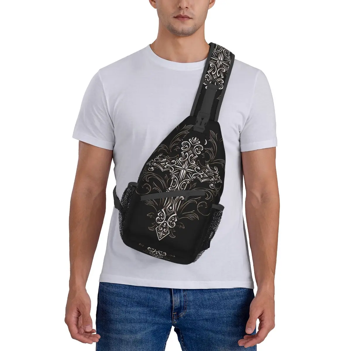 Cross Crucifixion Crossbody Bag Sports Ornamental Gothic Cross Chest Bag Unisex Women Man Fashion Shoulder Backpacks Travel