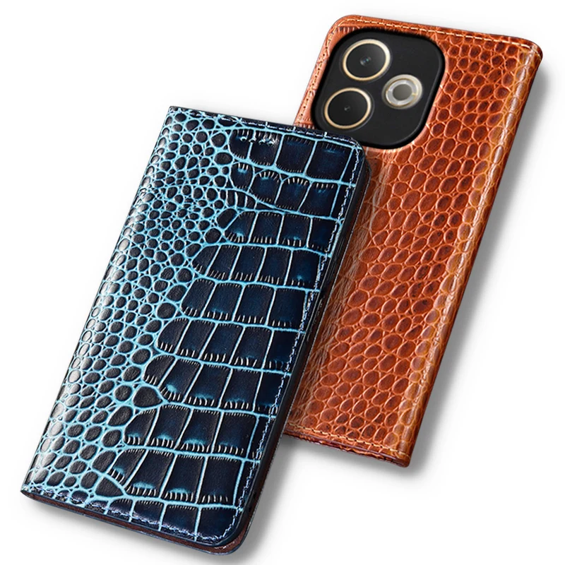 

Flip Case For OPPO A5 Pro A5Pro 5G Crocodile Pattern Magnetic Cover Luxury Cowhide Genuine Leather Card Pocket Wallet Covers