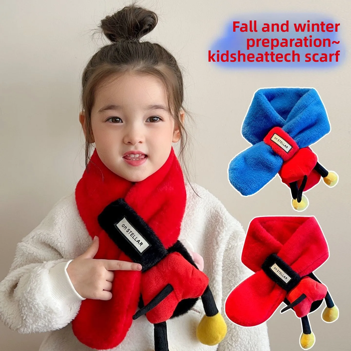 2025 어린이 미키 스카프 겨울 플리스 안감 두꺼운 따뜻한 숄 아기 만화 크로스 스카프 어린이 겨울 선물 미니소