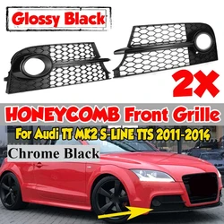 Pair Car Front Fog Light Grill Cover For Audi TT MK2 S-Line TTS 2011 2012 2013 2014 Honeycomb Mesh Fog Lamp Racing Grille