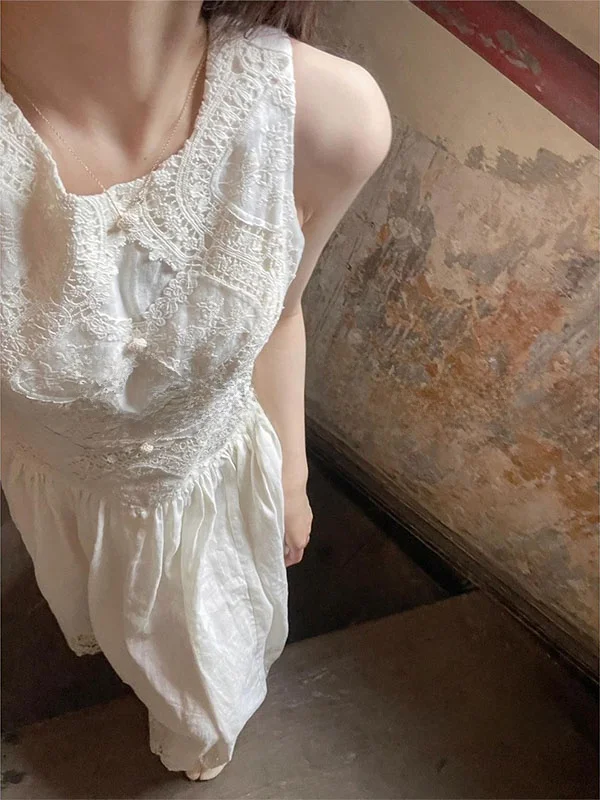 

Rixo Rane Ele round Ne Svel Vest Dr Women Summer Classy Long Skirt High Waist Artistic Sle Asymmetrical Hem