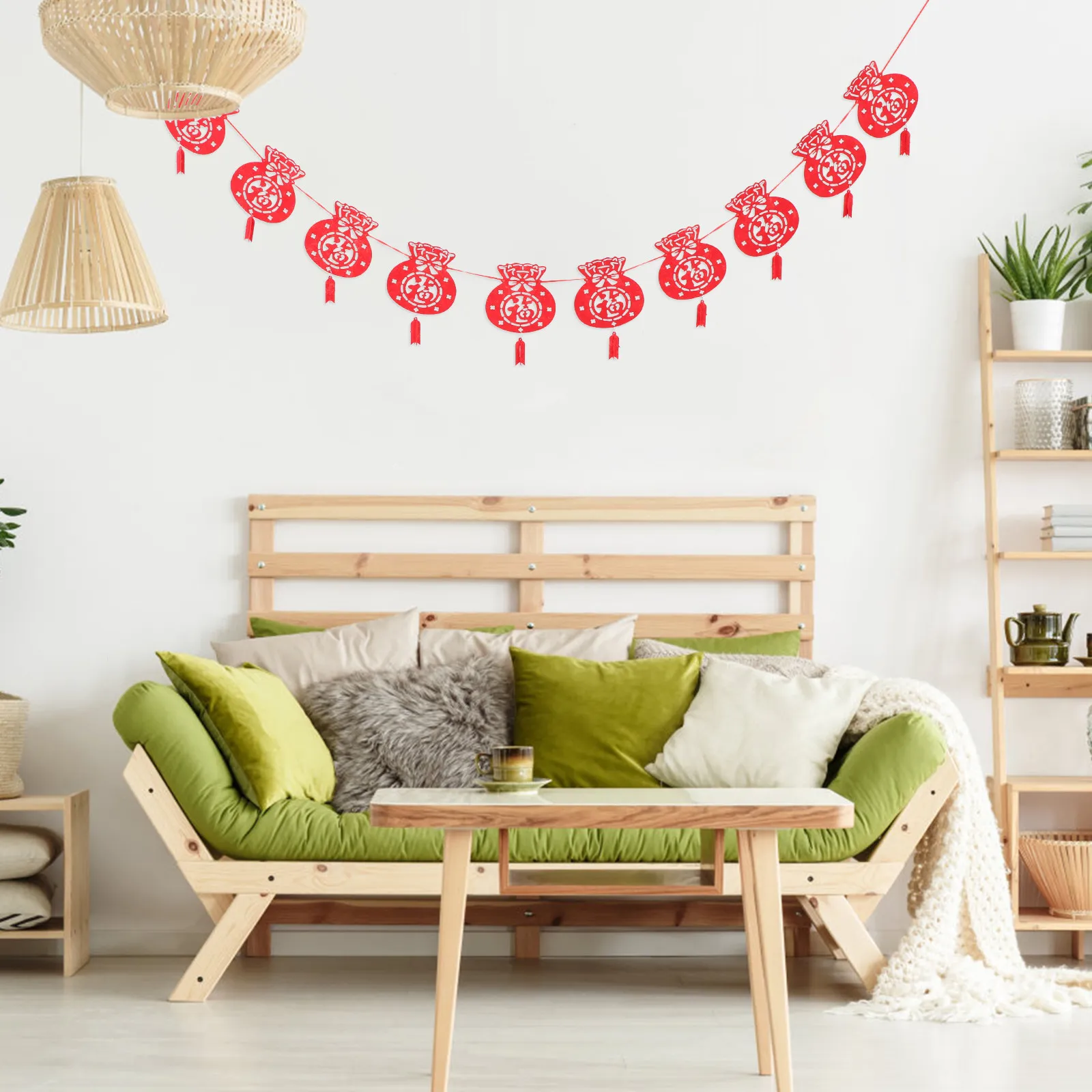 3Pcs Fu Character Hanging Banners Creative New Year Party Decorations String Flags Spring Festival Supplies New Year Layout