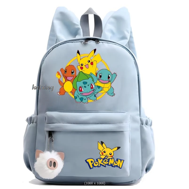 Hot MINISO Set Pikachu Pokémon Backpack Children Toy Schoolbag Pikachu Charizard Gengar Bulbasaur Backpack Kids Birthday Gift 