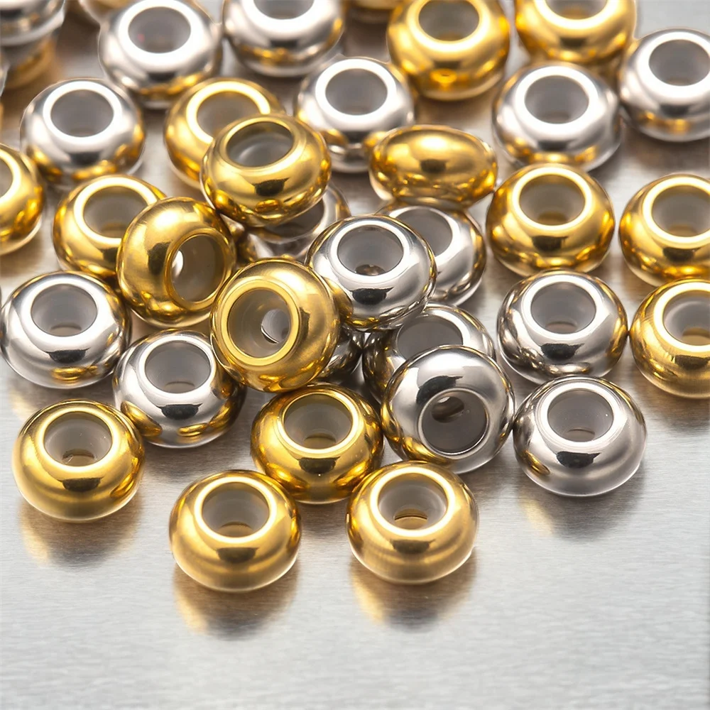 20pcs Stainless Steel Metal Insert Silicone Rubber Slider Bead Rondelle Positioning Stopper for Bracelet Necklace Jewelry Making