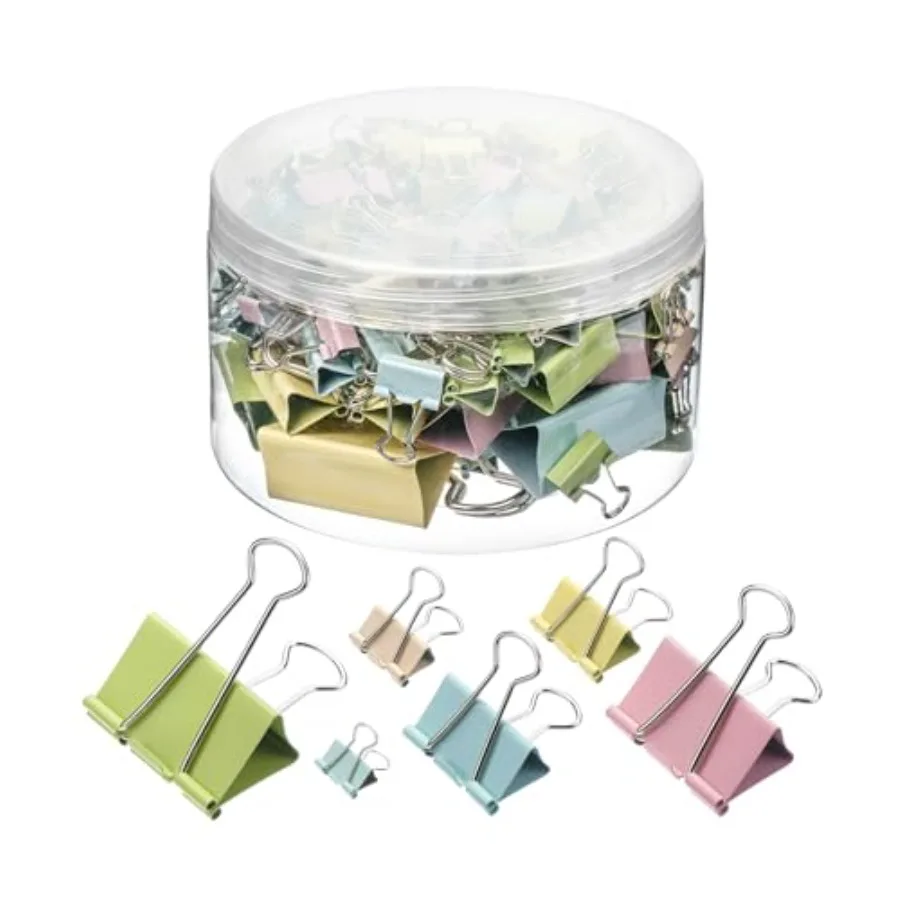 

- Binder Clips, 120 pcs, Assorted Sizes, Colored Binder Paper Clips, Bulk Paper Clamps for Office Supplies, Home, School, Busin