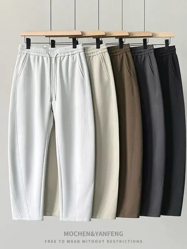 

Летние тонкие новые повседневные брюки свободного кроя для мужчин: комфортные, дышащие, спортивные, прямые, однотонные, модные, универсальные.