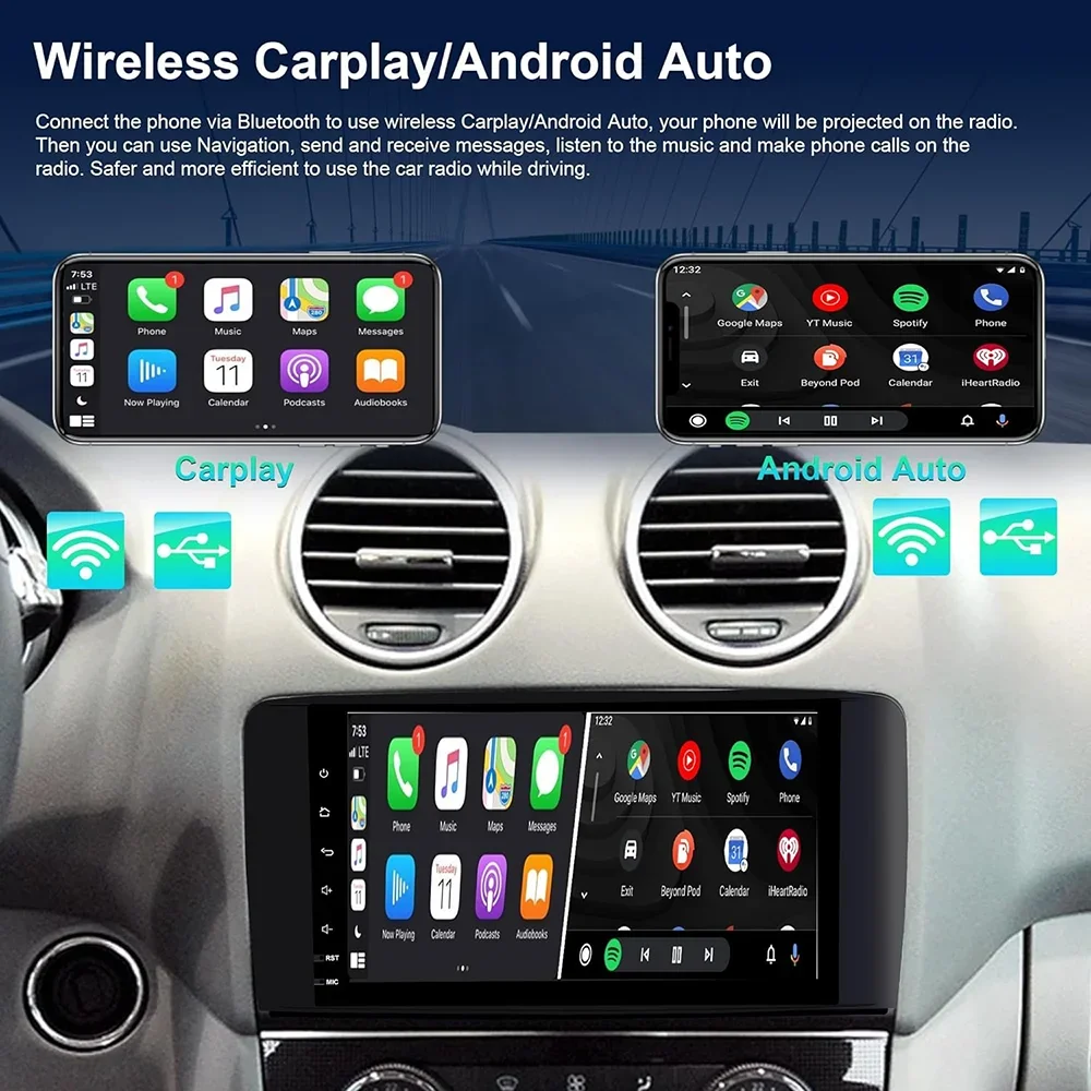 

Carplay Radio For Mercedes Benz GL ML W164 X164 ML350 ML450 ML500 GL320 GL450 eight core IPS GPS NavigatorCarPlay Android Auto