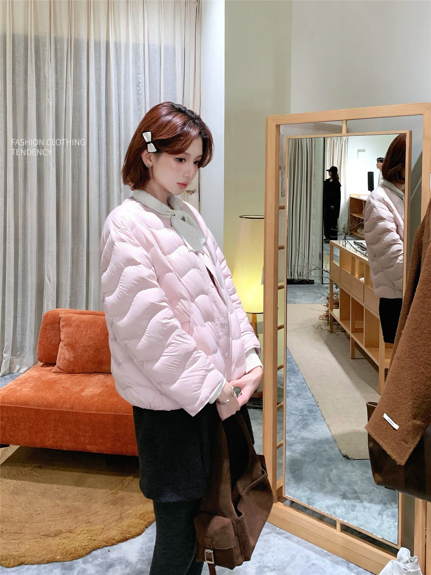 

Women's ort Lightweight Du down Jaet Cheesy Sle Korean Loose Fit Warm Polyester Fiber White Du Feather Coat