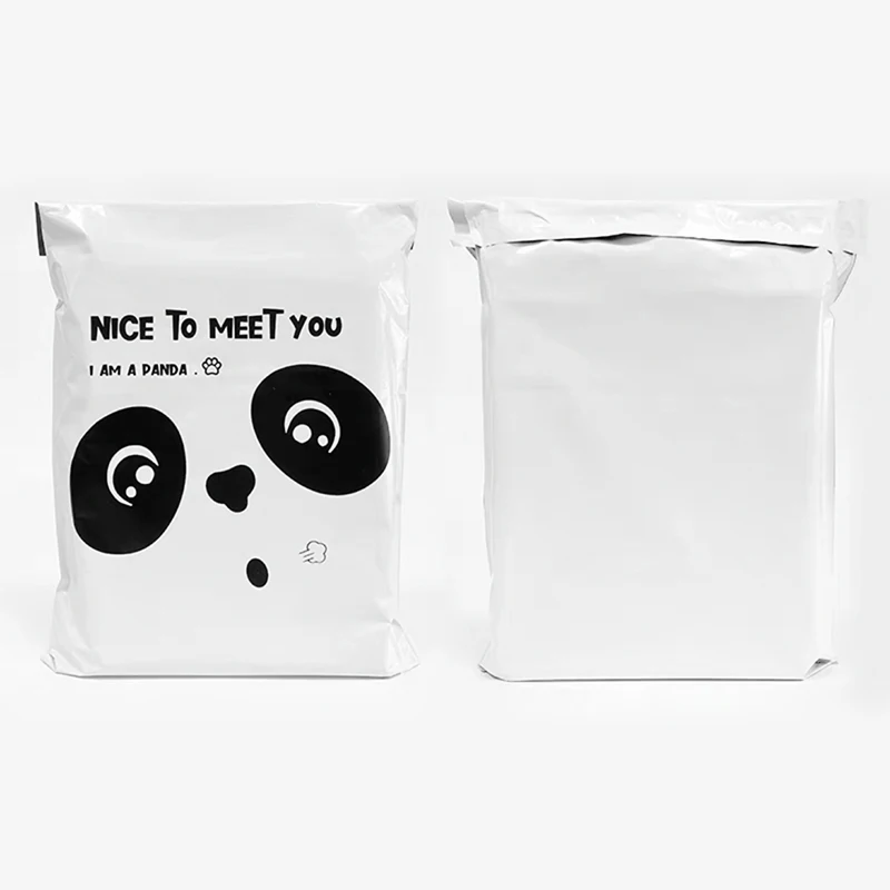 25x35cm/28x42cm White Poly Express Envelope Nice To Meet You Courier Bag Cute Panda Printed Shipping Mailing Bags Gift Package