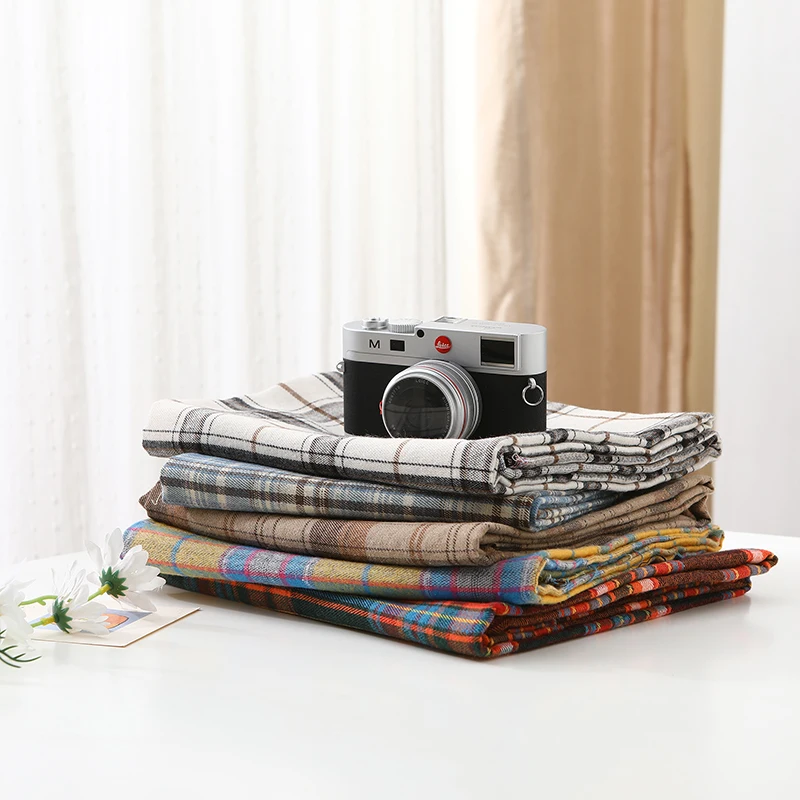 Brushed Plaid Shirt Fabric Vintage Soft By The Meter for Clothing Skirts Jackets Pants Diy Sewing Winter Thickened Cloth Black