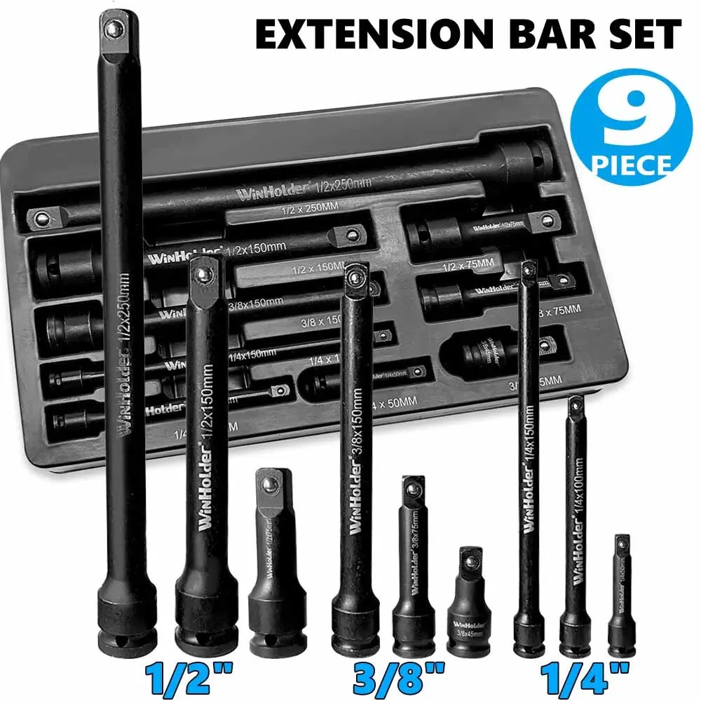 9Pcs/Set Impact Extension Bars 1/2