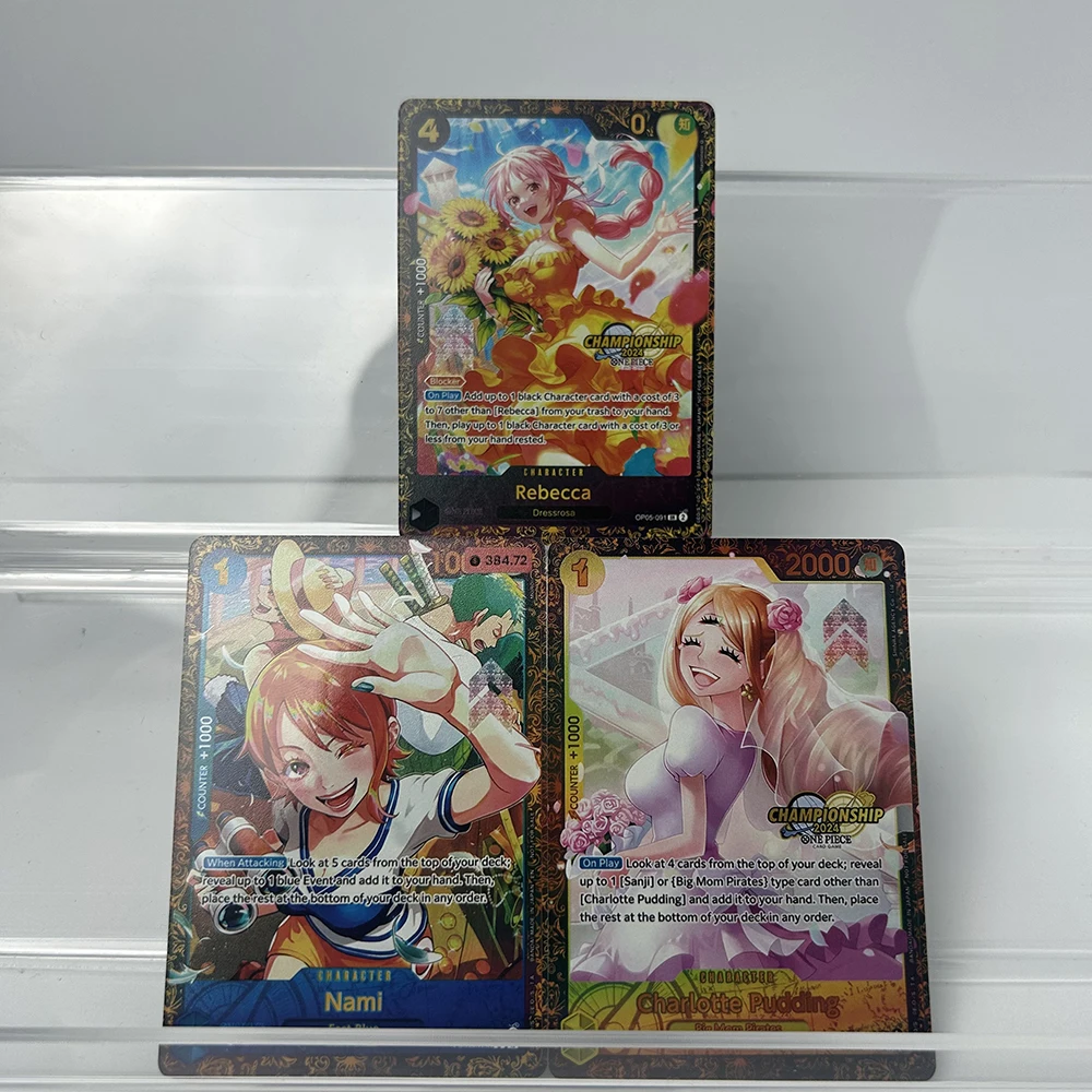 Proxy OPCG Collection Card Rebecca Parallel Championship CS SR Promo 2024-TOP PRIZE OP05-091 Charlotte Pudding Foil Flash Card