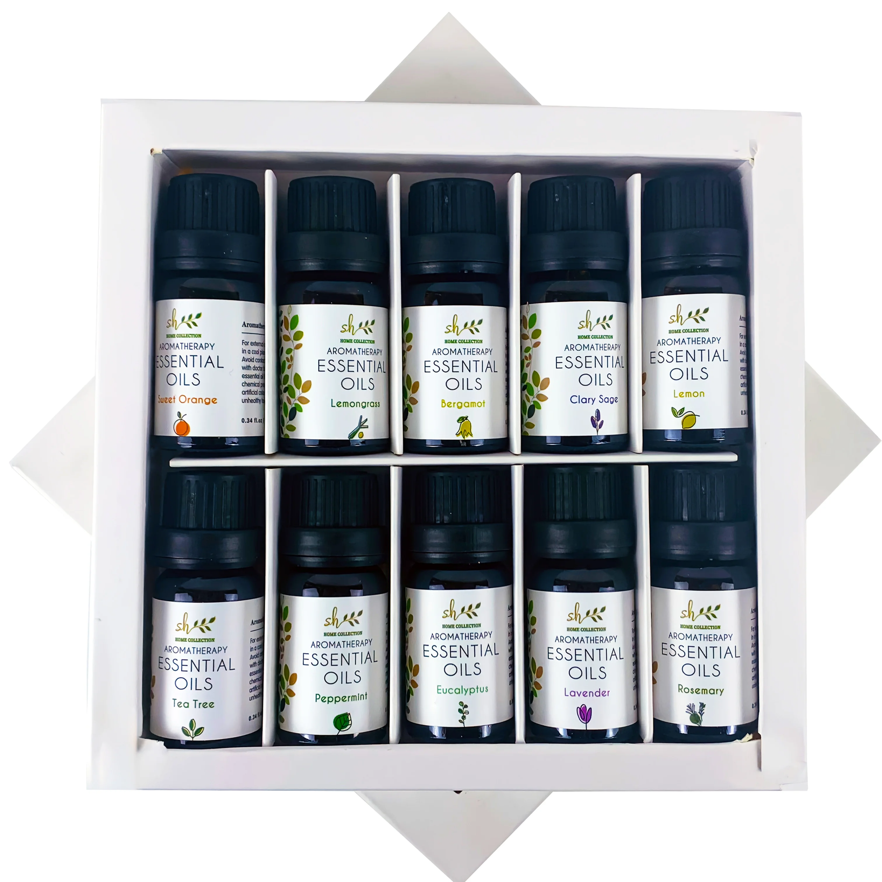 

10 шт./компл., лаванда, лимон, розмарин, эвкалипт, перечная мята, сладкий апельсин, набор эфирных масел для ароматерапии, аромат для ухода за кожей, Рождество