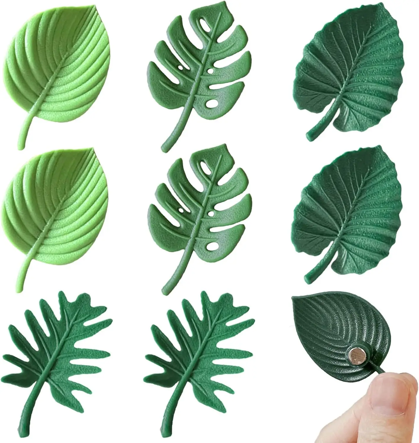 Plant Fridge Magnets,8 Pcs Mini Tropical Leaves Refrigerator Magnets Cute Magnets for Locker Fridge Home Office Decor, 3D Monste