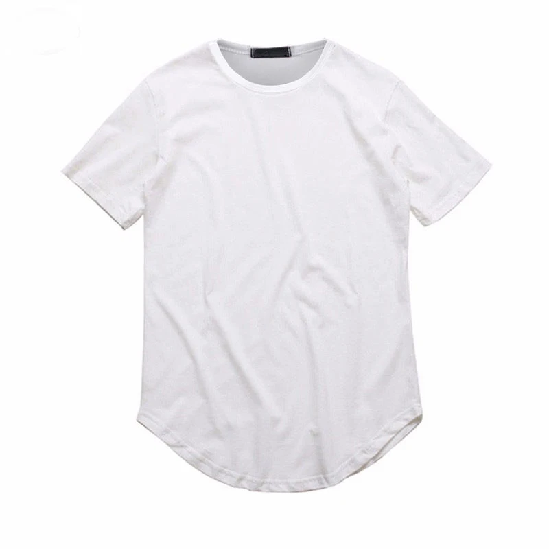 Casual Solid Black White Cotton Slim Short Sleeve O Neck Long Style T-Shirt Tee Tops T Shirts Clothing For Men Male