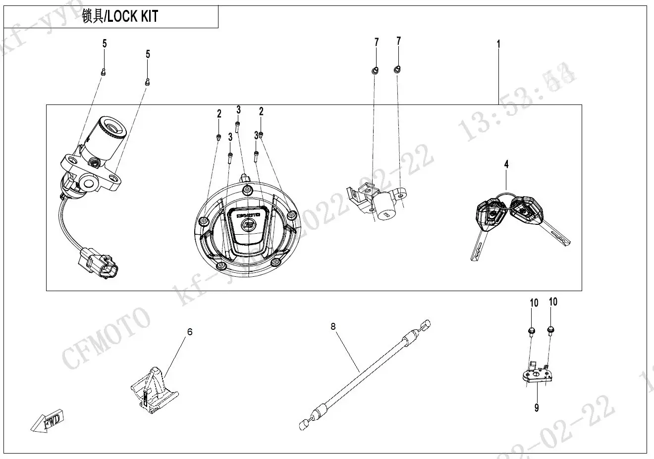 

1 комплект блокировки подходит для кода CF450NK 6AQV-011000-4000