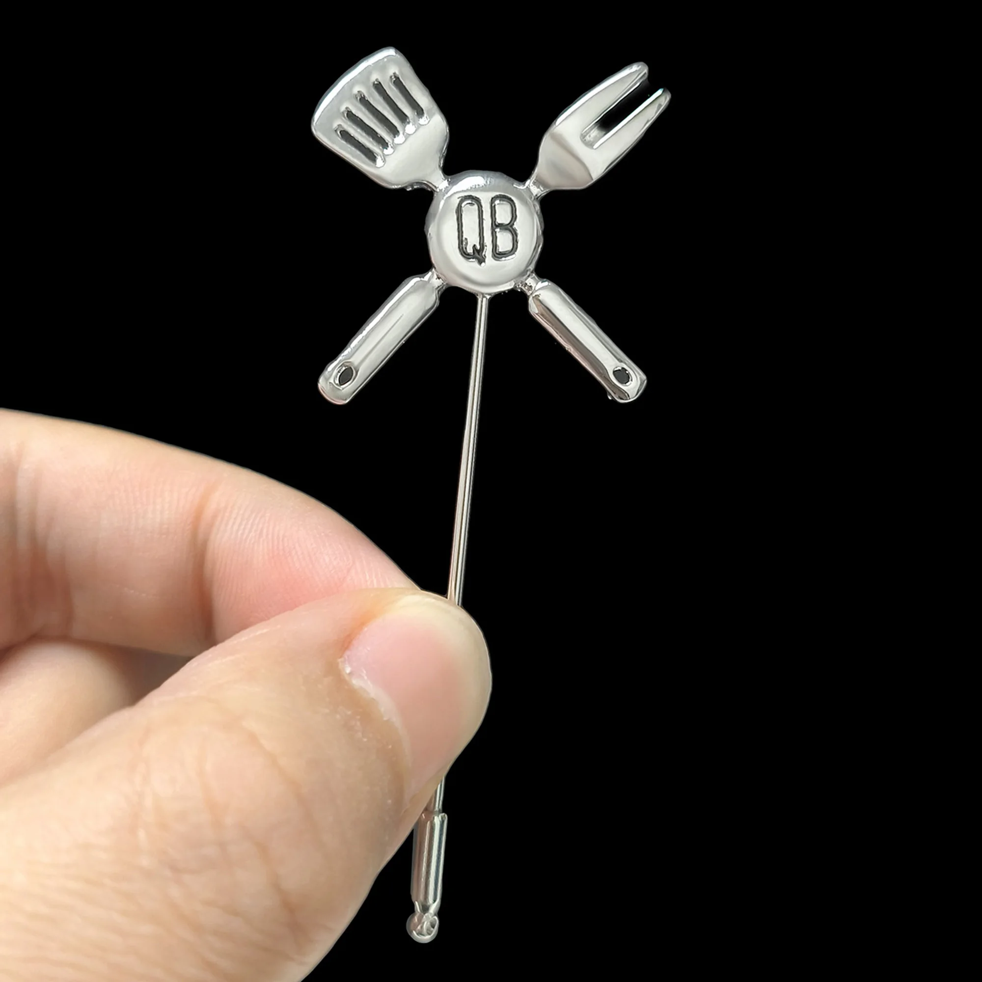 Beaut&Berry Trendy Metal Spatula and Fork Brooches for Women Unisex Kitchenware Pins Casual Party Jewelry Accessories Gifts