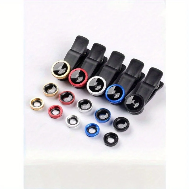 1pc Interesting Mobile Phone Fisheye Lens Three-In-One Mobile Phone Lens Magnifying Glass Fisheye Wide-Anglengle Props