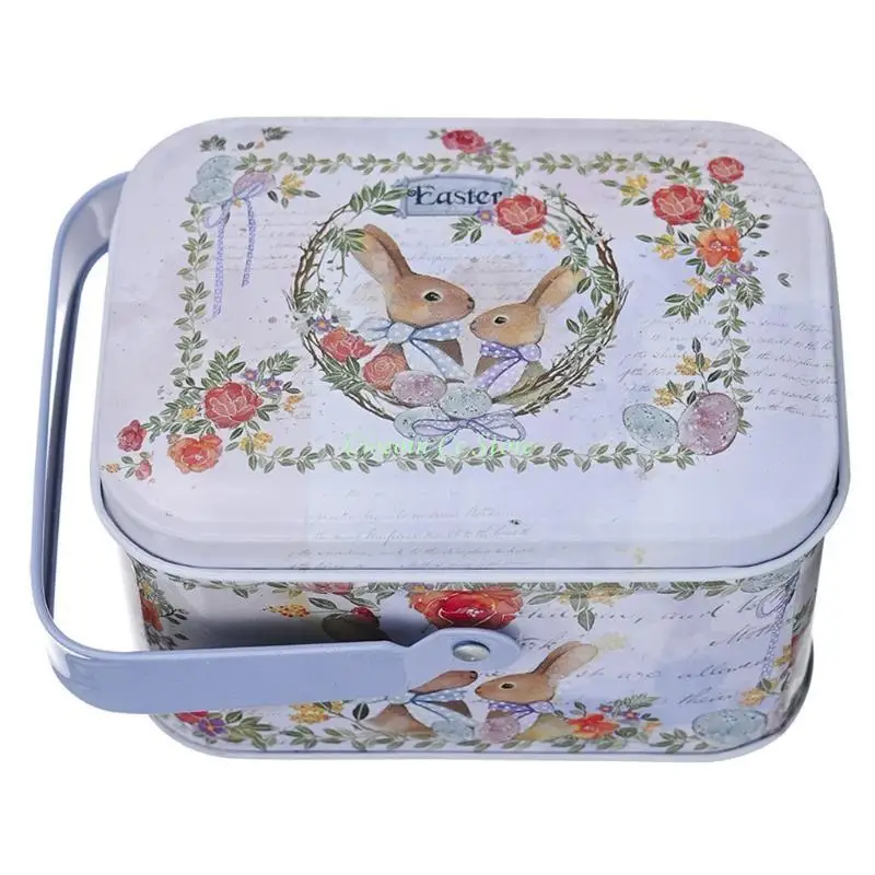 X90F Easter Bunny Mini Tinplate Box Sealed Jar Packing Jewelry Candy Empty Coin Storage Container