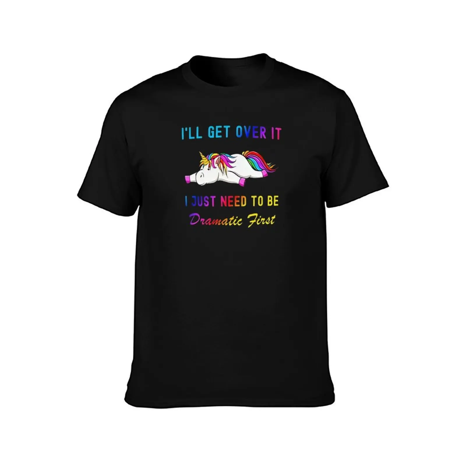 Just Need To Be Dramatic Lazy Unicorn T-Shirt, Summer Casual Cotton Tee, Oversized Streetwear Tops, Vintage Graphic Print