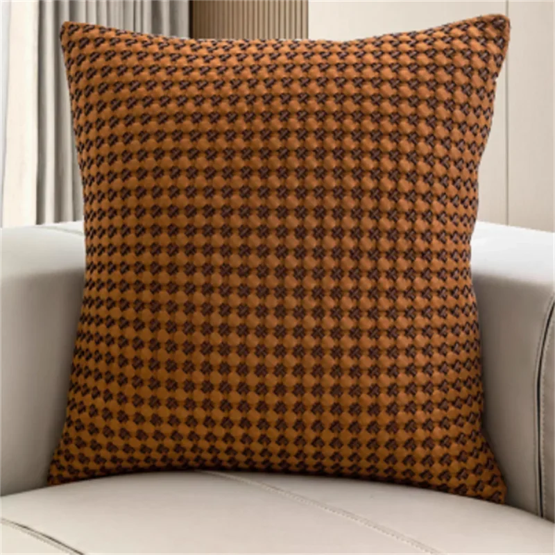 Original Design Model Room Sofa Throw Pillow Pillow Soft Decoration Designer Modern Orange Leather Woven Square Pillow