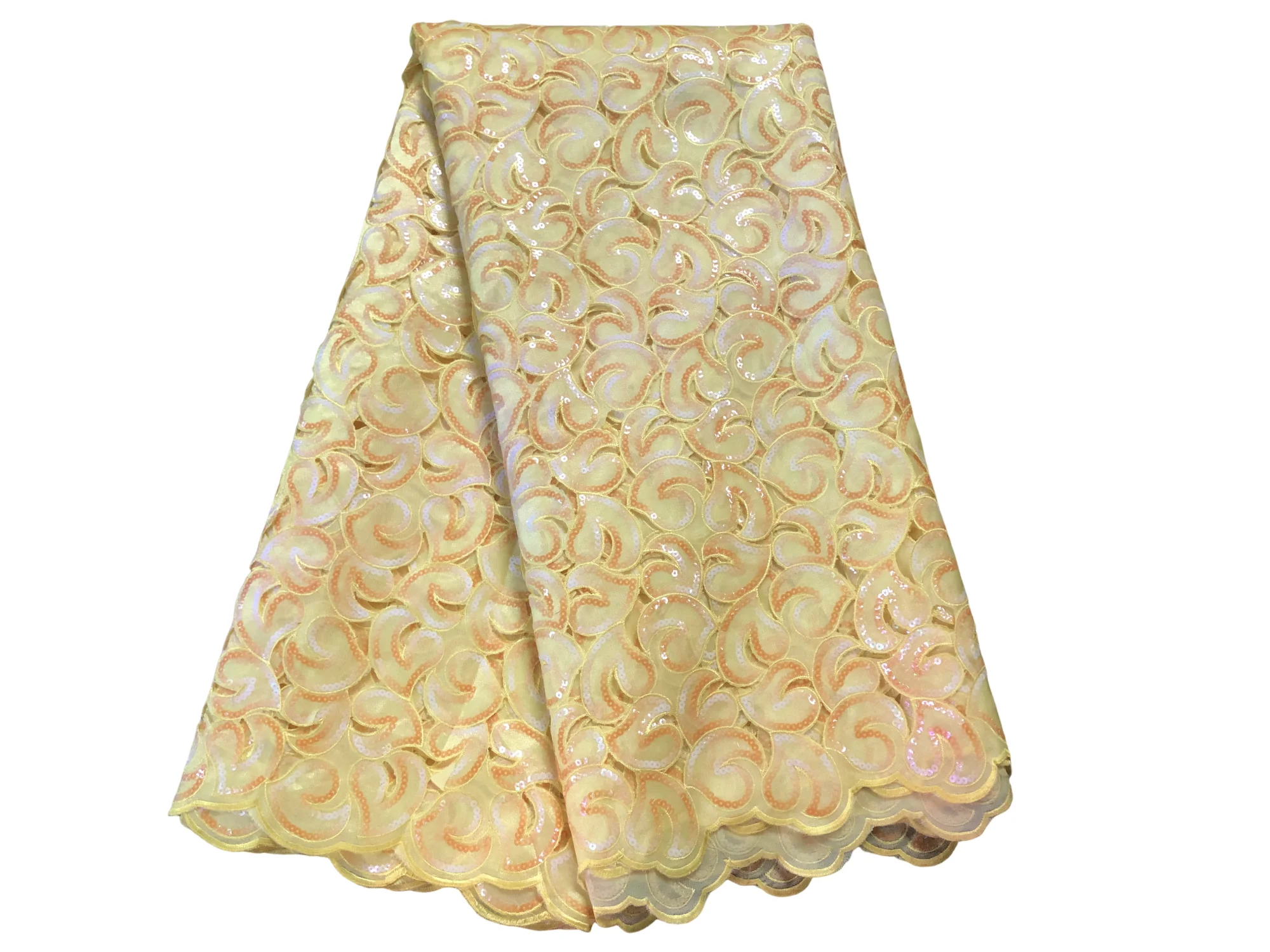 

Золотая аккуратная и чистая сетчатая ткань из органзы, ручная вырезная ткань, 2025 г., вышитая 5 ярдов, африканская французская сетчатая ткань, цветное шитье платья с блестками