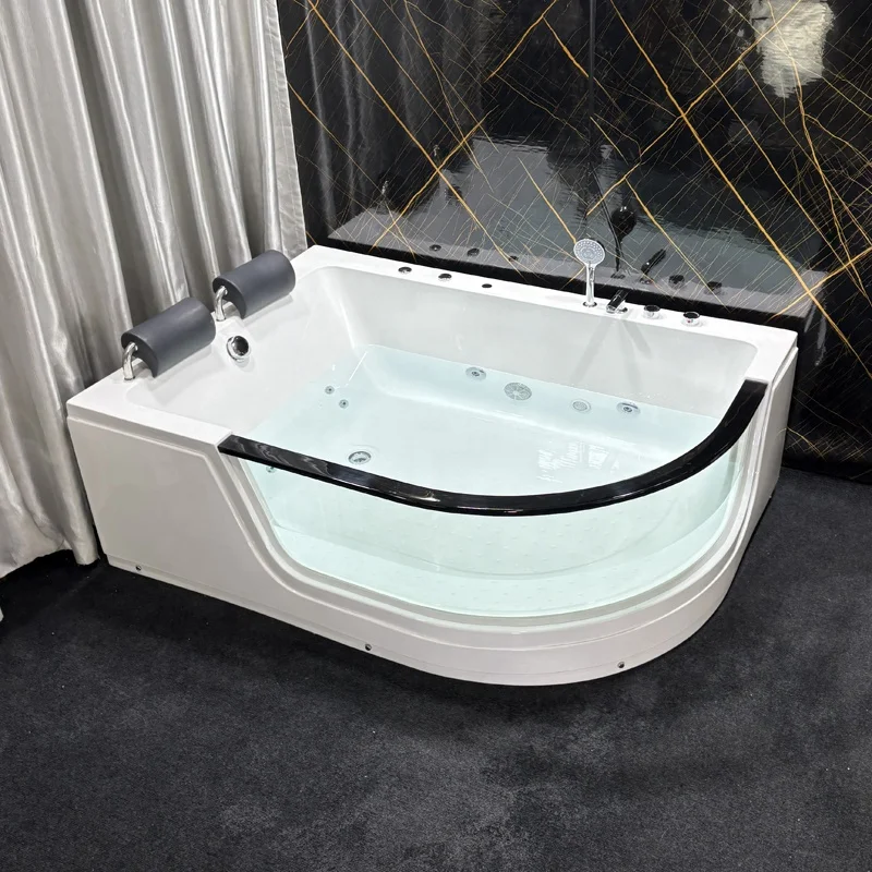 &c Multifunctional Spa Acrylic Bath Tub 2 People Jaccuzier Glass Whirlpool Massage Corner Bathtub