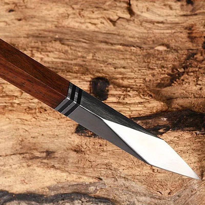 1 قطعة سكين الشاي الفولاذ المقاوم للصدأ دمشق Pu Erh الشاي باليد مقبض خشبي حدق الشاي مخروط من النمط الصيني هدية