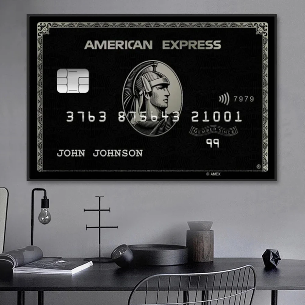 

American Express Bank Card Art Wall Poster Member Silver Card Personality Name Custom Canvas Painting Living Room Decoration