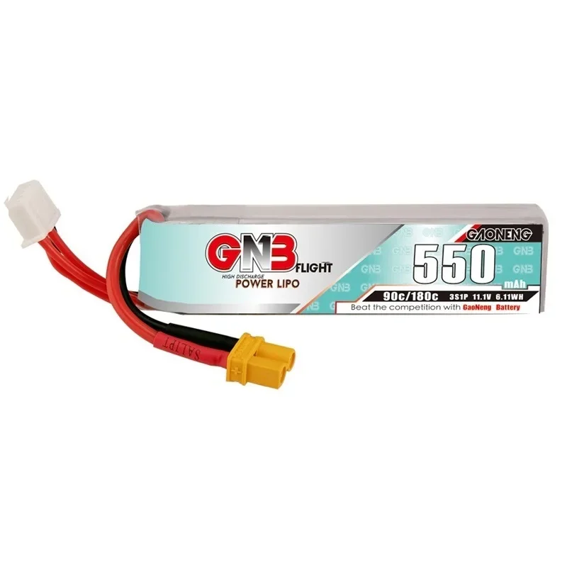 1-10 SZTUK GNB 3S 11.1V 550mah HV 90C/180C Akumulator LiPo z wtyczką XT30U-F do drona TINY8X Blade Inductrix FPV QX2 120S Beta75S