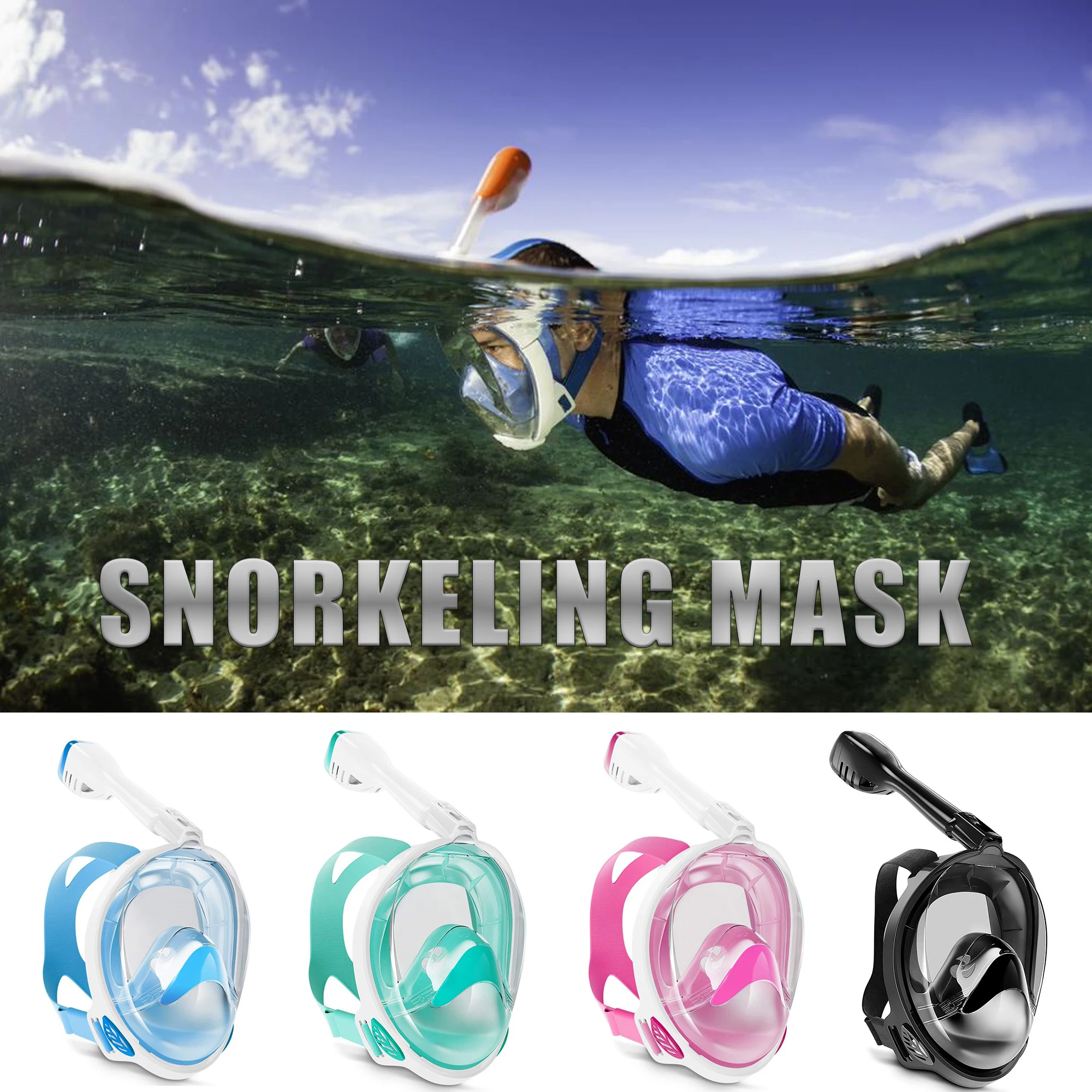 Professional Snorkeling Mask Adults Underwater Anti Fog Full Face Diving Mask Snorkel Diving Goggles Swimming Equipment