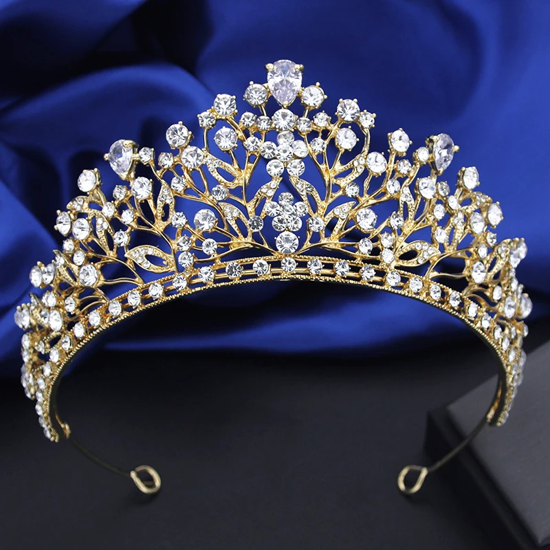 

Quality Royal Queen Water Drop Zirconia Tiaras Princess Crown for Bride Women Girls Wedding Dress Hair Jewelry Accessories